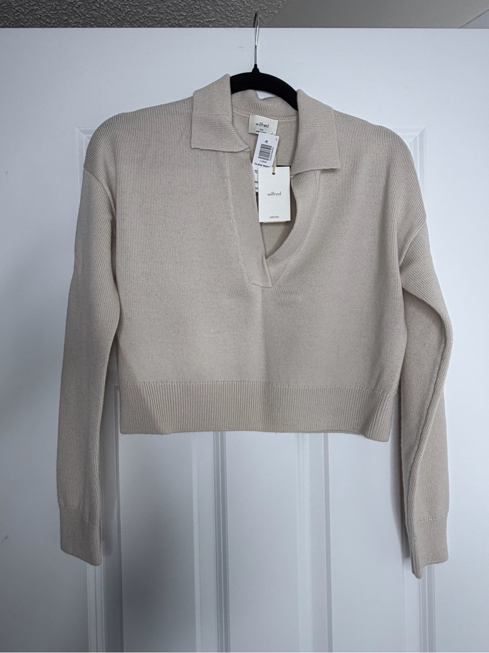 Aritzia Wilfred Cropped Collared Sweater - Cream